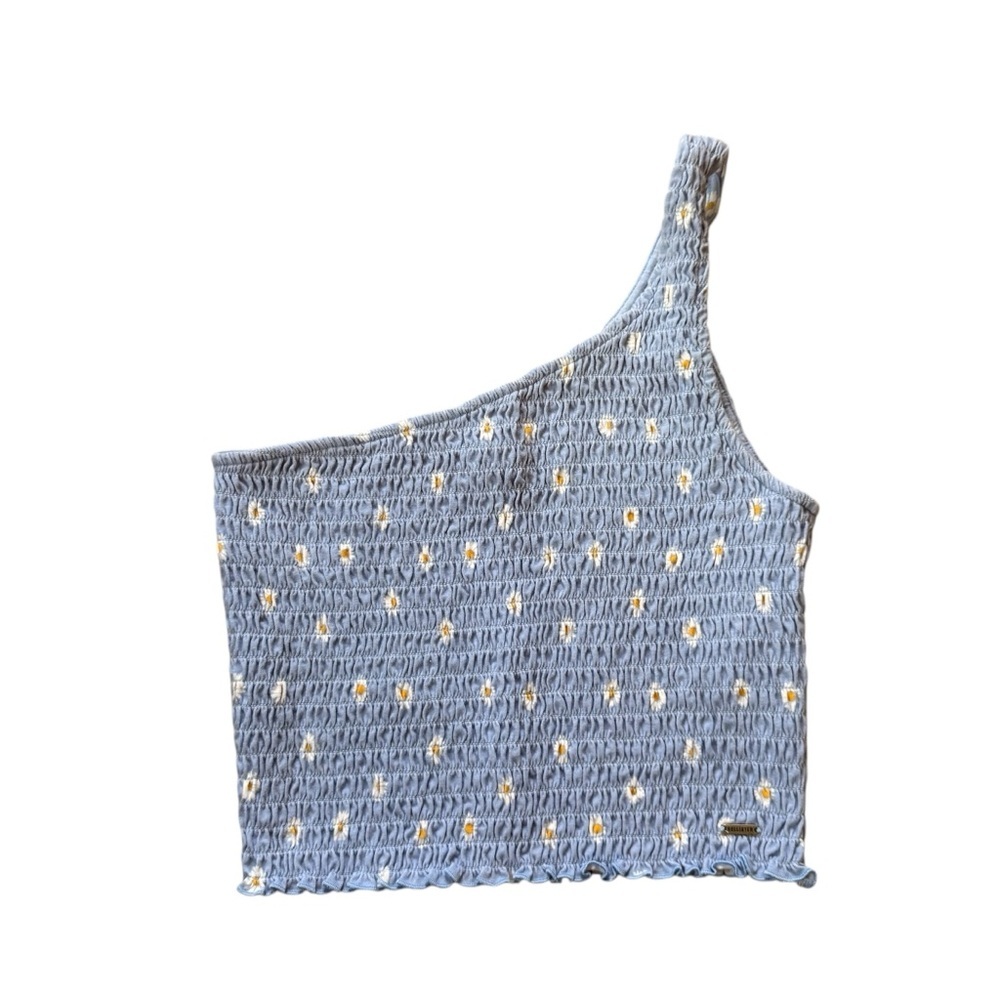 Hollister One- Shoulder Blue Top with Daisies
